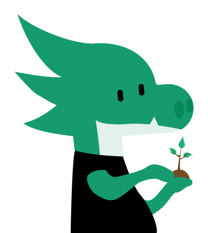 A dragon with a plant in the hand